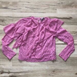 ASOS Pink Ruffle Lace Blouse